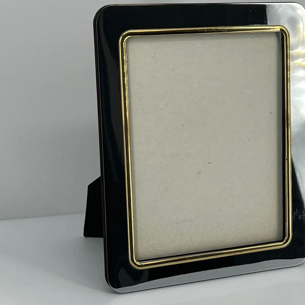 Vintage Picture Frame Chrome Gold Rim Mixed Metal Regency Art Deco Silver 8x10